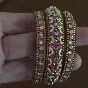 Bangles, fit small wrists. Jeweled set of 3